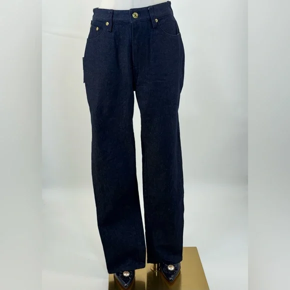 Brandon Maxwell High Rise Classic Straight leg Skinny Dark Blue Denim Size 28 - Picture 1 of 16